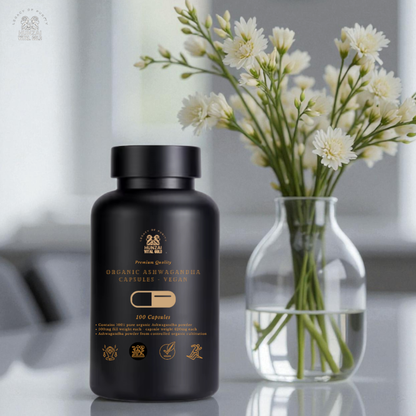Organic Ashwagandha Capsules 620mg  - 100% Organic & Chemical-Free (vegan)