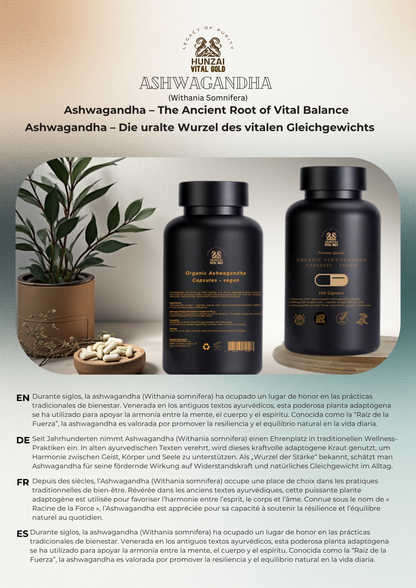 Organic Ashwagandha Capsules 620mg  - 100% Organic & Chemical-Free (vegan)