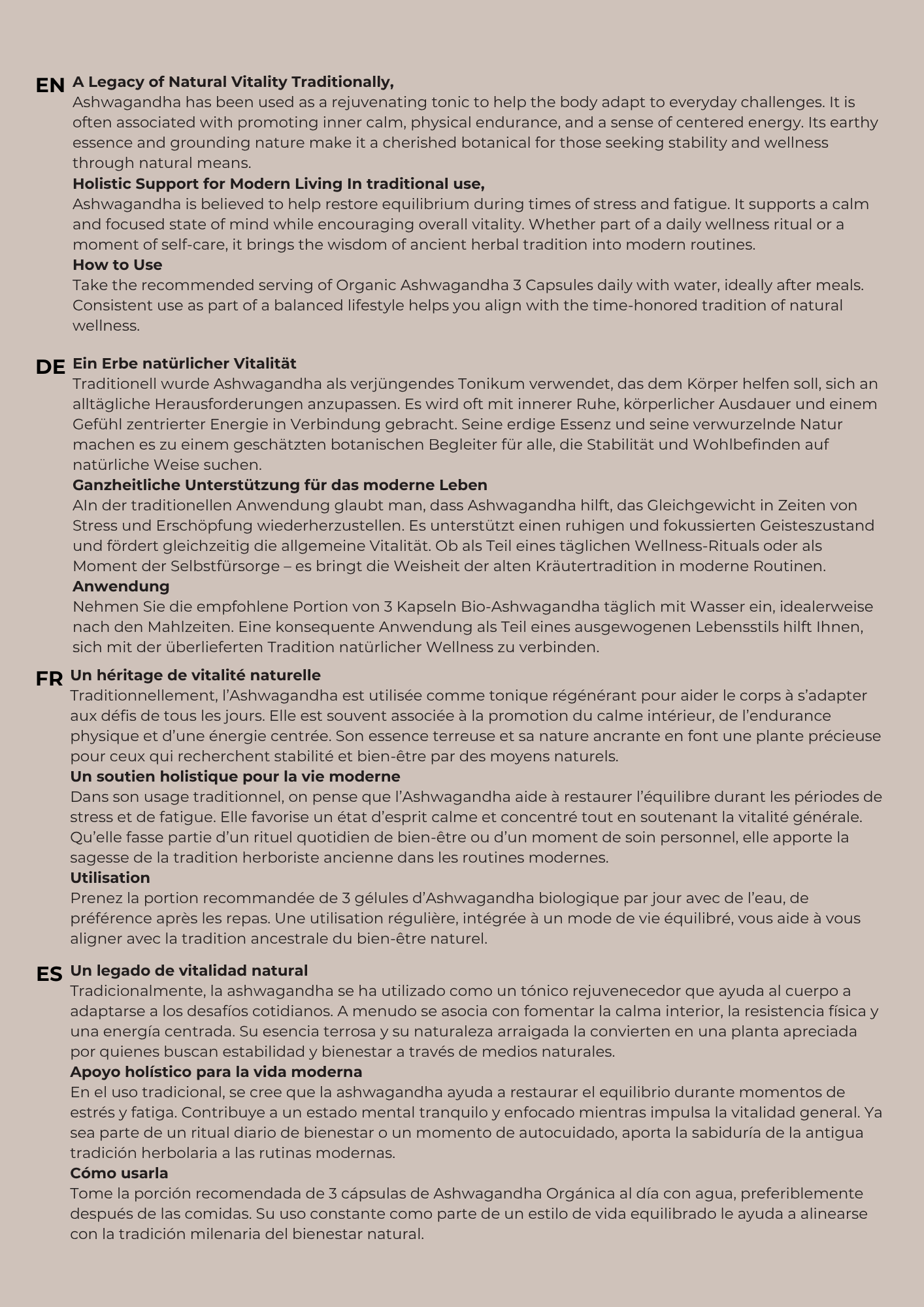 Organic Ashwagandha Capsules 620mg  - 100% Organic & Chemical-Free (vegan)