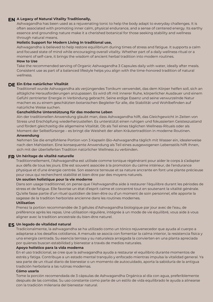 Organic Ashwagandha Capsules 620mg  - 100% Organic & Chemical-Free (vegan)